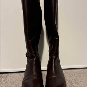 Elegant Brown Leather Knee-High Boots